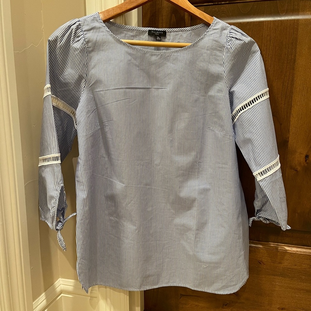 Talbots small-petite blue & white striped tunic NWT